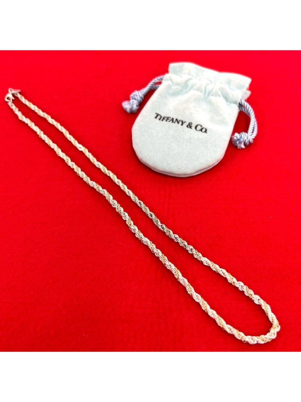 Tiffany & Co Twisted Rope Necklace Silver Yellow Gold